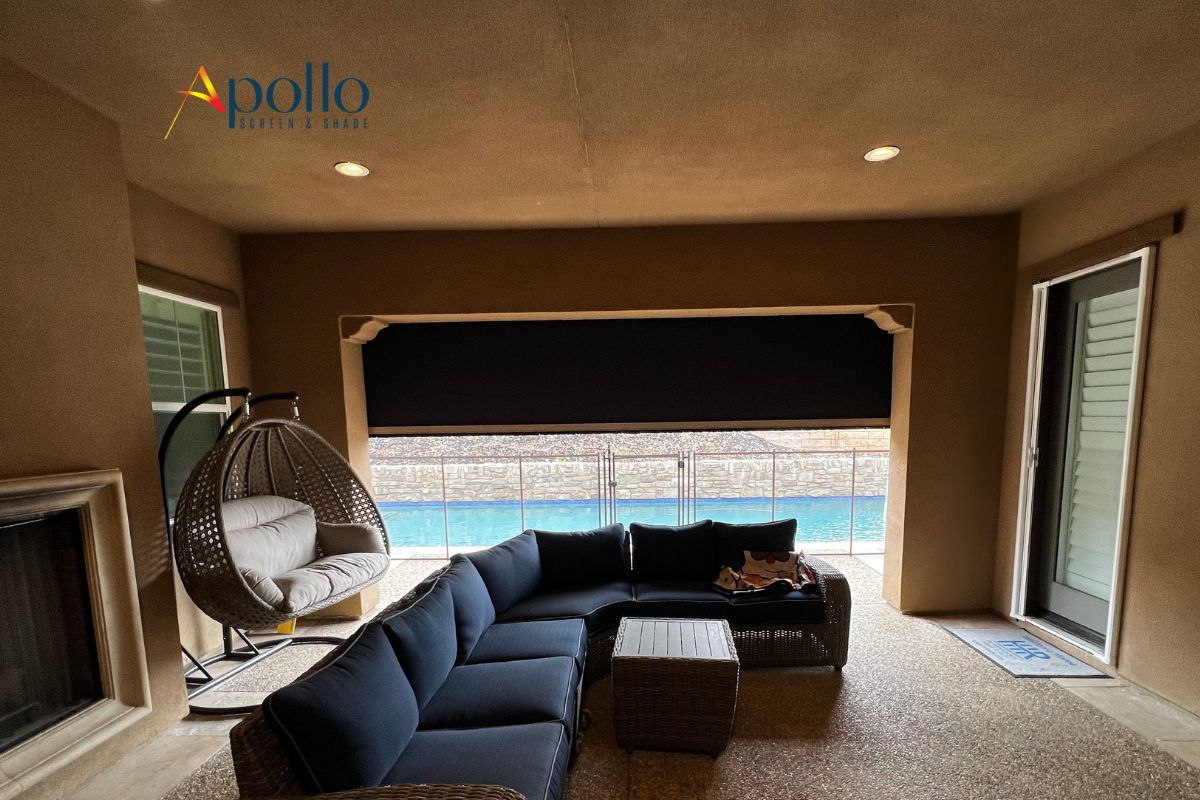 Apollo Poolside Dim-Out Shade Inside View.